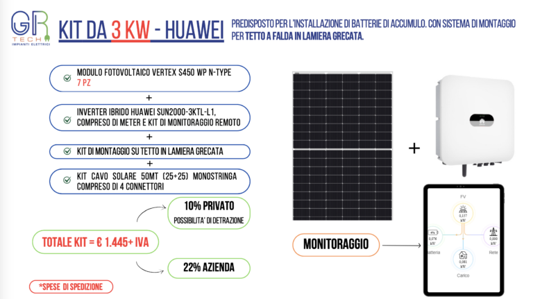 KIT DA 3KW - HUAWEI - tetto lamiera